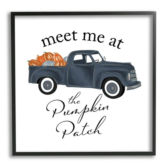 Stupell Industries Meet Me At Pumpkin Patch Truck Graphic Art Black Framed Art Print Wall Art, Design by The Saturday Evening Post