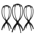 thumbnail image 1 of Paquete de 3 soportes de peluca plegables de plástico duradero (negro) JAMW Sencillez, 1 of 5