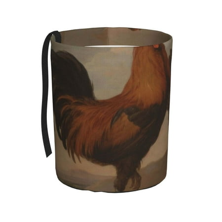 Qekee Oil Painting Chicken And Duck Print Automotive Waterproof Portable Collapsible Trash Can Garbage Container fits Most Cars ‎Hanging Garbage Bin