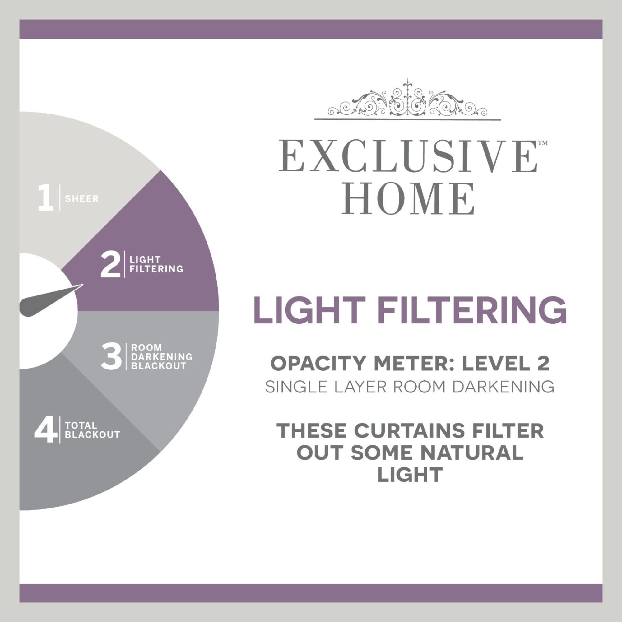 Exclusive Home Silhouette Floral Light Filtering Grommet Top Curtain Panel Pair, 54"x84", Light Grey, Set of 2