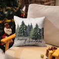 thumbnail image 2 of Christmas Pillow Covers 16x16 inch Set of 2 Watercolor Blue Green Christmas Tree Decorative White Throw Pillow Covers Winter Famliy Decoration for Home Couch 31D, 2 of 6