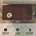 thumbnail image 6 of End Table with Charging Station, Narrow Side Table with Flip Top Cabinet and Fabric Drawer, Nightstand Bedside Tables for Small Spaces, Bedroom, Living Room, Dark Cherry, 6 of 14