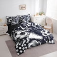 thumbnail image 3 of Homewish Cartoon Soccer Graffiti Twin Bedding Sets 7-Piece, Black White Honeycomb Abstract Bedding Comforter Set, Sports Lover Reversible Sheet Sets, Super Cozy Room Decor, 3 of 7