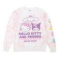 thumbnail image 6 of Hello Kitty & Friends Snack Shop Character Faces Women's Pink Cloud Wash Crew Neck Long Sleeve Fleece Sweatshirt -Medium, 6 of 7