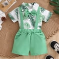 thumbnail image 2 of Karoyedx Baptism Outfits for Boys Baby Boys Formal Suit Set Short Sleeve and Suspender Shorts Pants Outfits Toddler Clothes Green Size,3-6 Months, 2 of 7