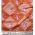 thumbnail image 1 of Soimoi Rayon Crepe Fabric Leaves, & Rose Floral Print Sewing Fabric Yard 46 Inch Wide, 1 of 1