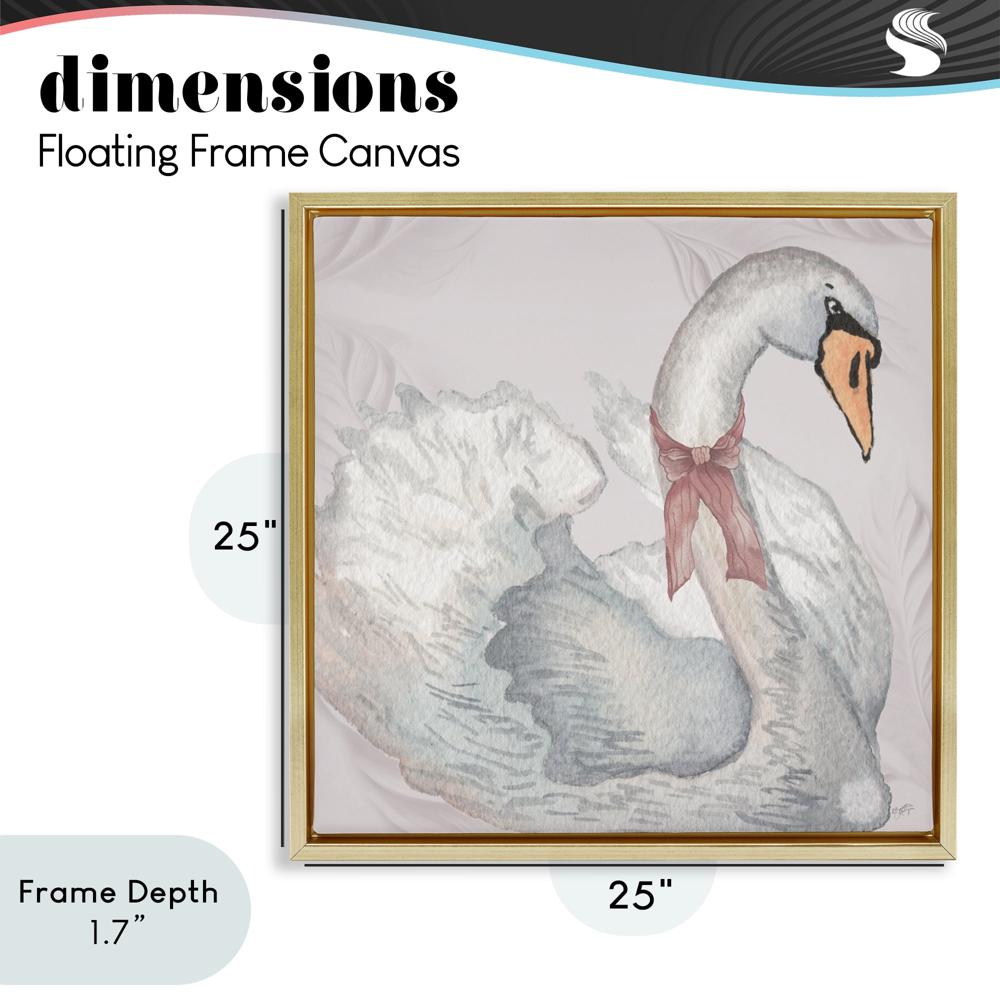 Stupell Industries Subdued Classic Swan Gold Framed Floater Canvas Wall Art, design by Elizabeth Medley