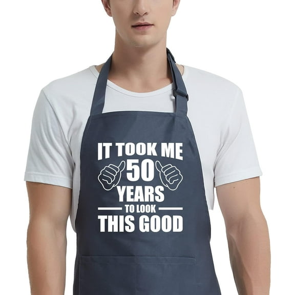 50th Birthday Gifts for Women Men, Funny Chef Aprons with Pockets