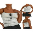 thumbnail image 4 of Contrast Color Crop Tops with Ruched Details for Women‘s Summer, 4 of 5