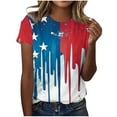 thumbnail image 2 of Cavosen Red White and Blue Shirts for Women Petite 4th of July Short Sleeve Crewneck Tops USA Flag Print T Shirts Lady XL Red White and Blue Casual Shirts Patriotic Tunic Tees Patriotic Outfits, 2 of 4