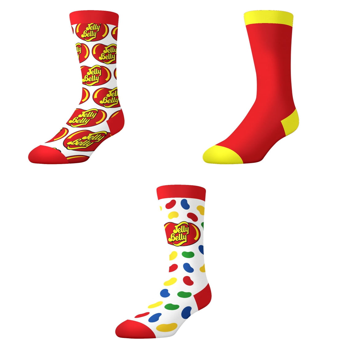 Socks by CRAZYBOXER Jelly Belly Logo And Candies; Crew Socks, 3-Pairs