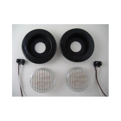 (2) White 2.5" Round 13 LED Custom Mini Reverse Backup Lights / Grommets / Wires