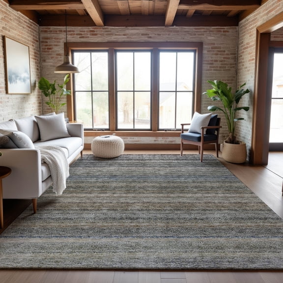 Addison Rugs Mayfield Premium Machine Washable Transitional Stripes Taupe Rectangle Rug, 10' x 14'