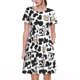 thumbnail image 1 of Easygdp Cow para Vestido Transpirable de Mujer, Vestido Suelto de Manga Corta con Pliegues y Bolsillos para el Verano, 1 of 6