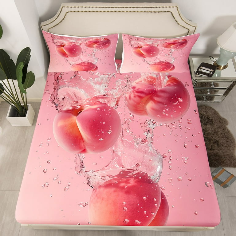 Peach Cute Twin Sheets Strawberry Twin Bedding Set Sdy 4pcs Peach