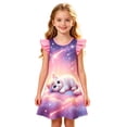 thumbnail image 4 of FYDUU Girls Summer Dress Casual Flutter Sleeve Nightgown Summer Casual Cartoon Print Pajamas Dress Soft Princess Nightdress Holiday Party Wear 3-4 Years, 4 of 4