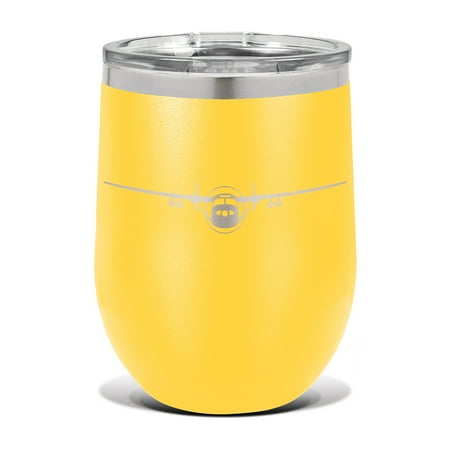 

O-2 Skymaster Wine Tumbler 12 oz - Laser Engraved - Stainless Steel - Vacuum Insulated - Double Walled - Wine Glass - Stemless - Drinkware Clear Lid - o2 oscar deuce 337 super skymasters - Yellow