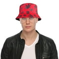 thumbnail image 4 of Marijuanas Leaf Pattern Designed Men Women Unisex Packable Foldable Summer Travel Beach Outdoor Fishing Bucket Hat Red/Black, 4 of 7