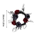thumbnail image 3 of WWC Halloween Wreath, 12 inch Artificial Silk Black and Red Roses Wreath, Gothic Halloween Decor for Fall Party Front Door Porch Mantel, 3 of 7
