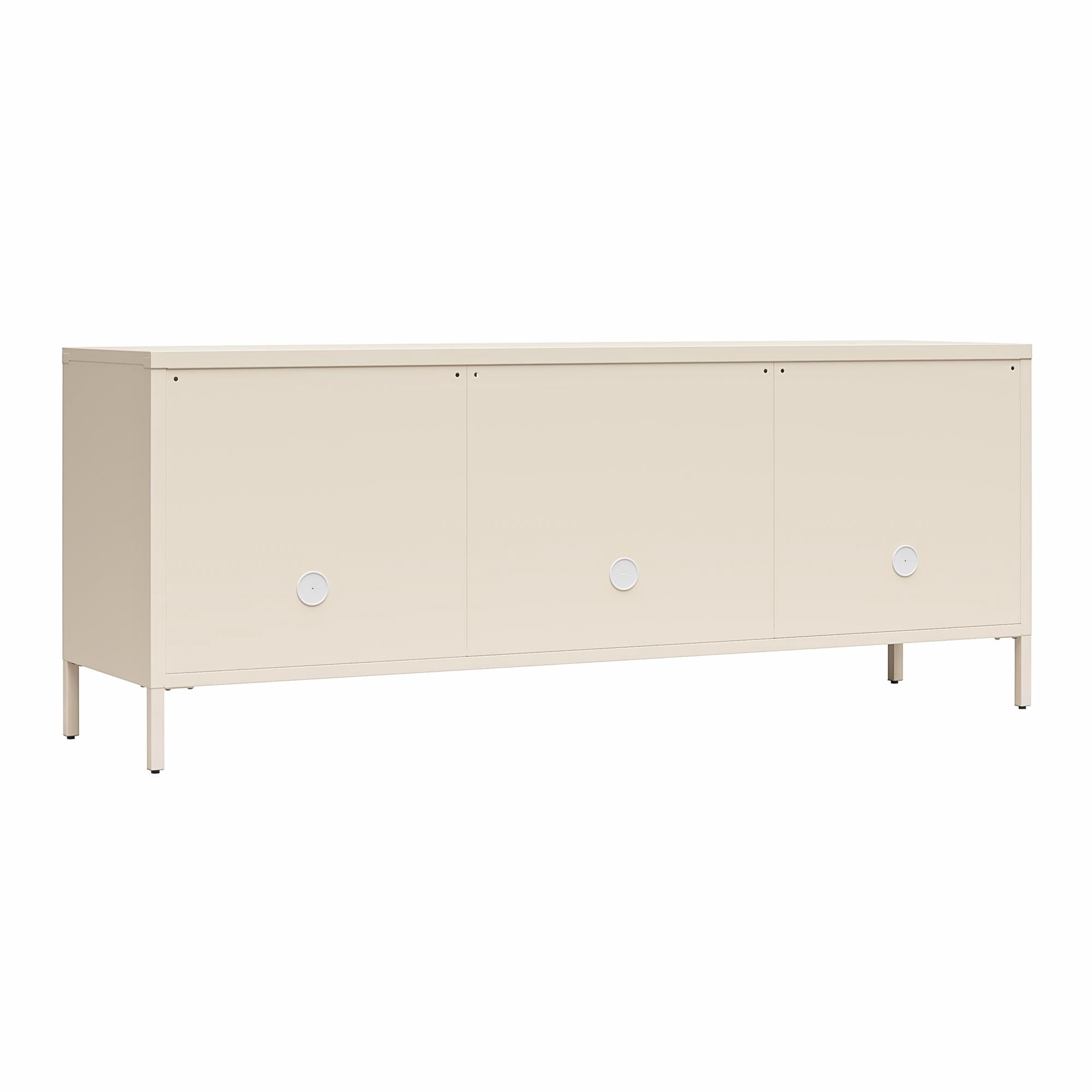 Mr.Kate Luna Metal TV Stand with Fluted Glass for 65" TVs, Parchment