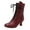 Wine, variant on Ankle Boots for Women Lace up Round Toe Kitten Heel 70s Witch Booties Vintage Leather Fall Winter Mid Calf Dress Boots Orange Size 8