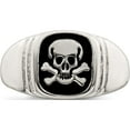 thumbnail image 5 of Sterling Silver Black Enameled Mens Skull And Crossbones Ring (Size 10) Made In India qr7412-10, 5 of 5