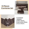 thumbnail image 2 of Lanco Geometirc King Brown Comforter Set, 10 Piece, Jacquard Bedding Comforters & Sets, Bedskirt, Pillows & Shams, Ultra-Soft, 2 of 6