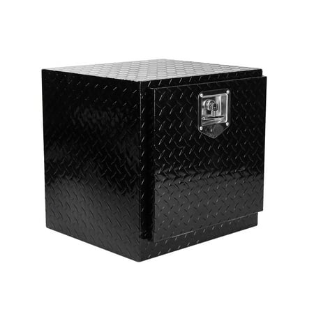 

18 Inch Heavy Duty Aluminum Truck Tool Box Diamond Plate Waterproof Square Truck Storage Organizer Chest with T-Handle Lock and Key for Pick Up Truck Bed RV Trailer Black