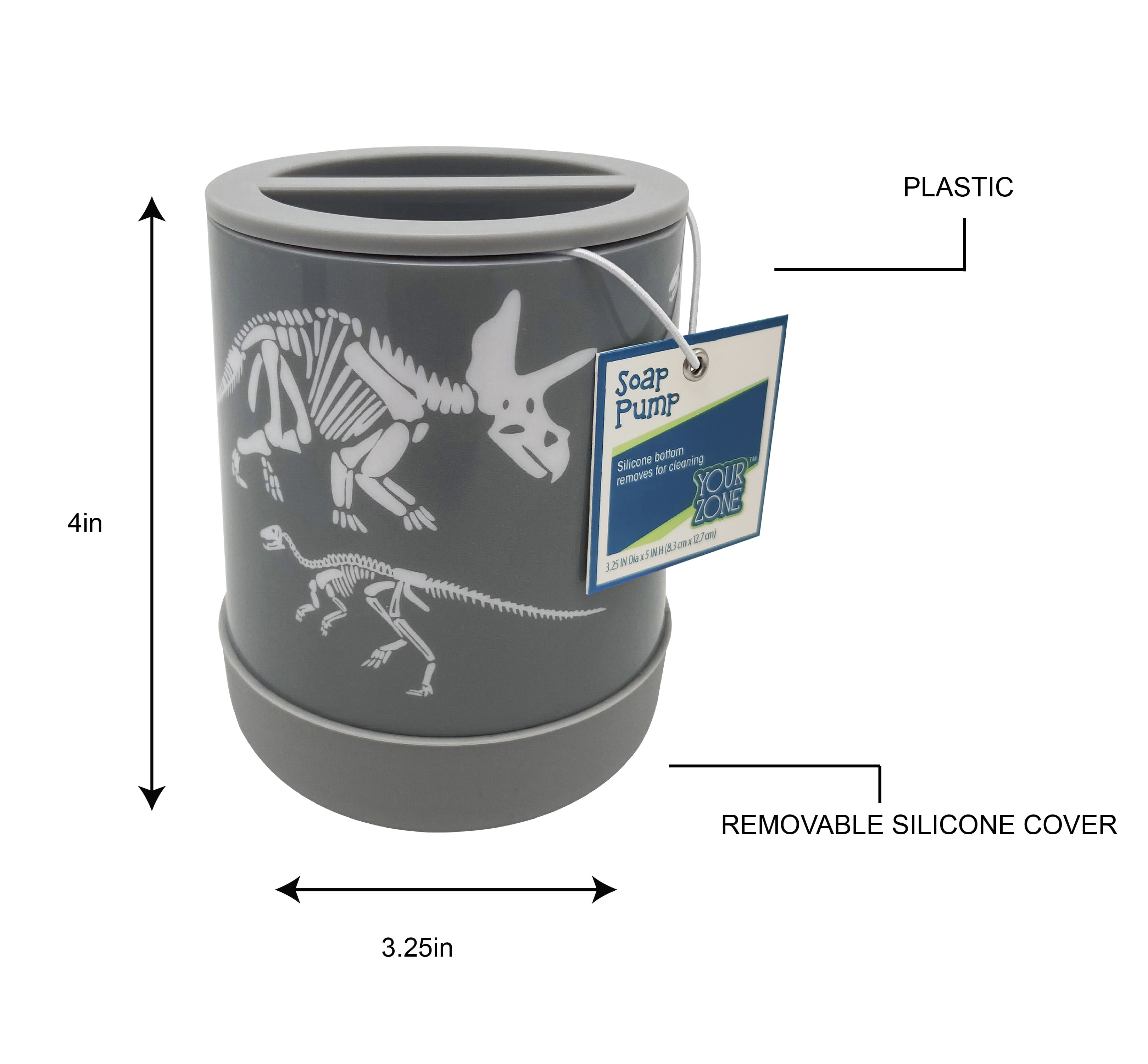 Your Zone Kids Plastic Dinosaur Toothbrush Holder with Non-Slip Bottom