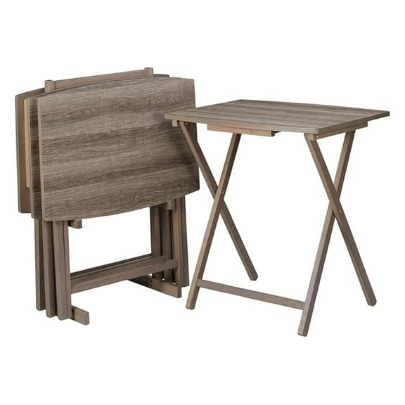 Foldable 5pcs XL Oversized TV Tray Tables Set (4 Trays,1 Stand), Trays for Eating of 4 with Stand, Folding Snack Dinner Table Grey