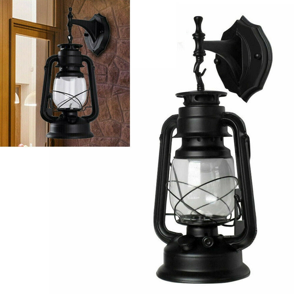 Fichiouy Outdoor Yard Wall Lighting Exterior Lamp Antique Rustic Sconce Lamp with Bulb Black E27