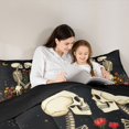 thumbnail image 4 of Castle Fairy Halloween Skeleton Lovers Full Size Comforter Sets 3-Piece,Starry Sky Flowers Bedding Comforter Set,Yellow Red Blacks,1 Comforter and 2 Pillowcases,Black Reversible, 4 of 6