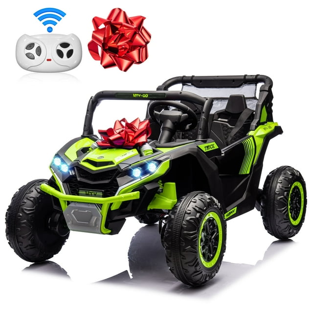 Joyracer 4X4 Jouet à Chevaucher 24 Volts UTV à 2 Places, 4*150 W 5 Mi/h Quad pour Enfants avec Télécommande, Rangement, Arc à Tirer, 3 Vitesses, Musique Bluetooth, Vert