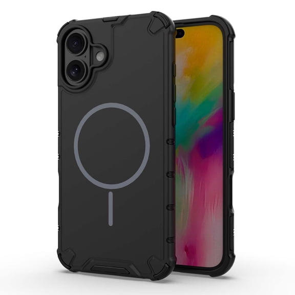 Magnetic Case for iPhone 16 [Compatible with Mag-Safe] [Heavy Duty Military Grade Drop Protection] Enhanced Corners Shockproof Solid Color Phone Cover for iPhone 16 6.1 inch, Black