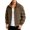Brown, variant on Wrtxtat PU Jacket for Men Plus Size Full Zip Stand Collar Wind Resistant Fashion Punk Style Streetwear Riding Jogging Coats with Pockets Khaki M