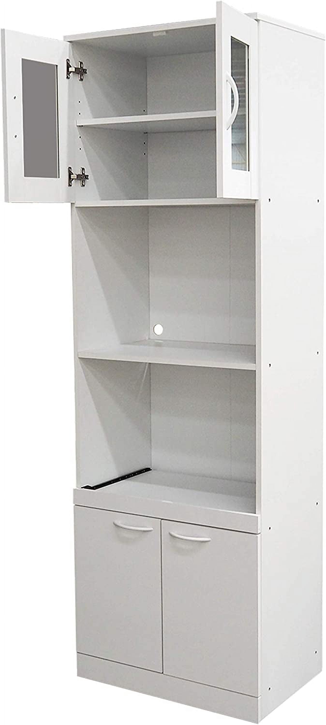 Danbury Tall Kitchen Pantry, Microwave Storage Cabinet, White, 23" W x 15" D x 70" H
