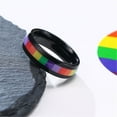 thumbnail image 4 of PAMTIER 6MM Unisex Gay and Lesbian Pride Stainless Steel Fashion Classic Black Sticker Rainbow Ring Personality Homosexuality Black Size 11, 4 of 6