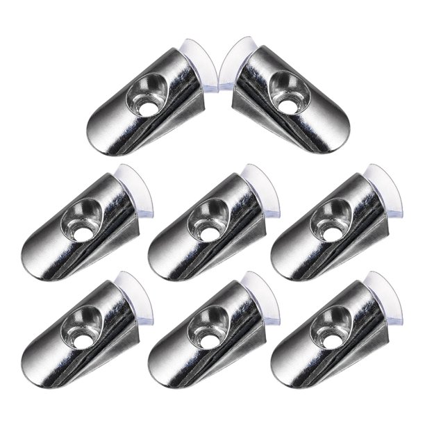 RENACLIPY 8Ud Soportes De Estantes Metálicos Plata Para Vidrio Con Seguro Para Uso En Estantes Y Rieles