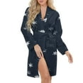 thumbnail image 5 of Stamped Star Night Robe Long Sleeve V Neck Robe With Belt Women's Sleepwear Dresses, 5 of 9