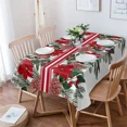 thumbnail image 2 of Christmas Poinsettia Pine Needles Pine Cones Table Cloth Waterproof Dining Tablecloth Kitchen Decorative Party Table Cover, 2 of 7