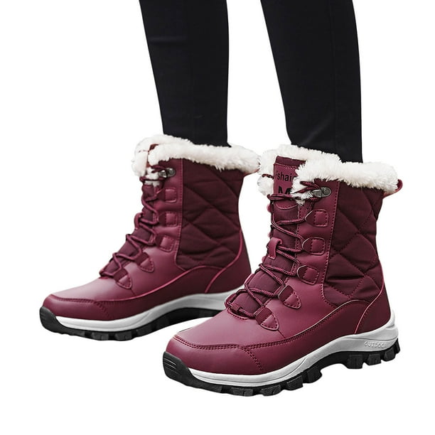 Girls Boots Winter Snow Boots Women s Mid Length Warm Plush Thick Outdoor Skiing Cotton Shoes Fall Shoes Women on Clearance