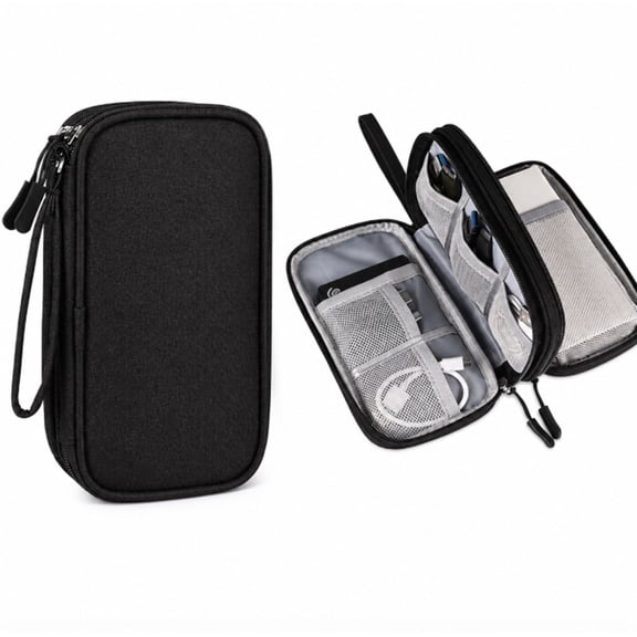 Double Layer Electronics Organizer Travel Case, Cable Organizer Bag for Chargers, Cords, Power Bank and USB Drives, TIKA