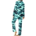 thumbnail image 5 of hxobax Womens Camo Sleepwear 2 Piece Outfits Pajama Sets Elegant Notch Collar Long Sleeve Lounge Button Down Pajamas Tops and Wide Leg Pants Pjs Pj Set Nightwear Nightgowns,#01_Mint Green,X-Large, 5 of 7