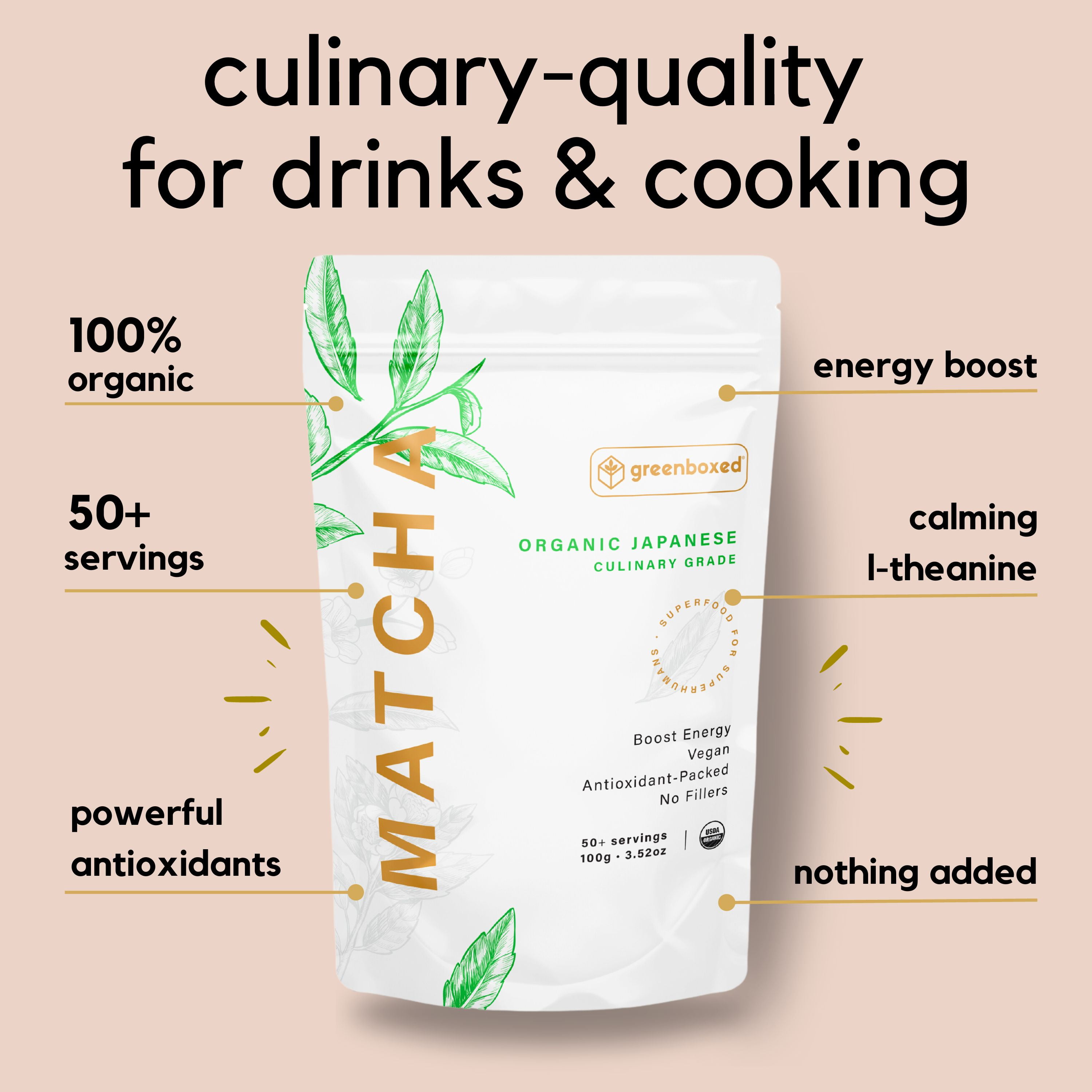 Greenboxed Organic Japanese Matcha Culinary Grade Green Tea Powder, 3.52 oz
