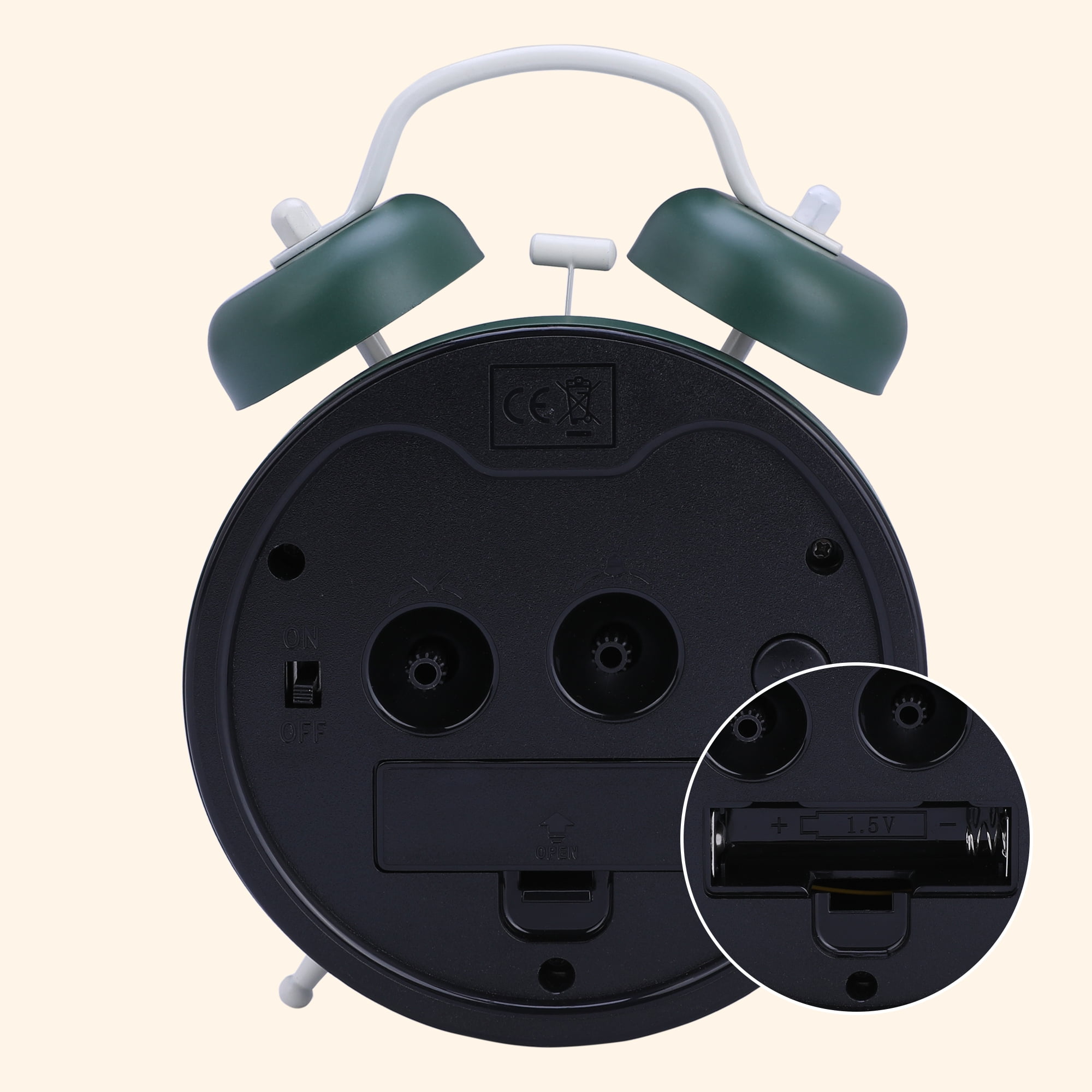 Unique Bargains Simple Design Dual Bell Loud Alarm Green 4.6"L x 2.2"W x 6.6"H