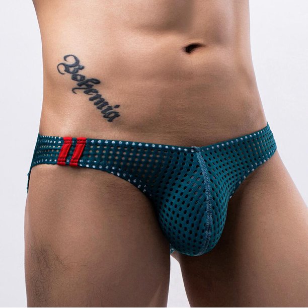 Calzoncillos de cintura baja sexys de moda de malla roja transpirable de verano para hombre