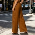 thumbnail image 4 of Lenpel Womens Wide Leg Pants Drawstring High Waist Lounge Ruched Trousers Trendy Side Split Beach Outfits with Pockets, 4 of 5