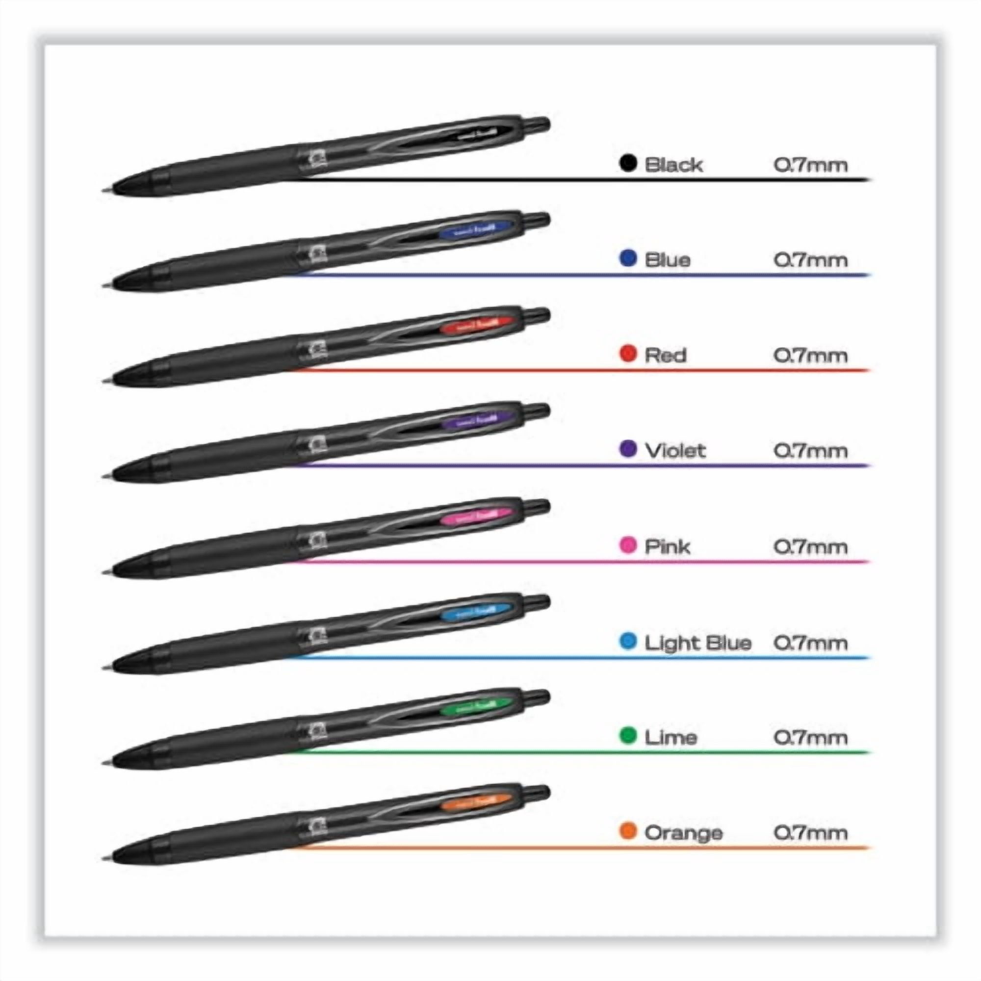 207 Plus+ Gel Pen, Retractable, Medium 0.7 mm, Inspirational Ink-Color Assortment, Black Barrel, 6/Pack | Bundle of 5 Packs