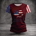 thumbnail image 5 of KDDYLITQ Womens 250th Anniversary Day Tshirt Summer National Flag Print Crew Neck Blouses Patriotic Usa Star Stripes Fourth Of July Tops 250 Years Birthday Trendy Short Sleeve Tees Wine L, 5 of 6