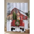 thumbnail image 4 of Merry Christmas Shower Curtain Set, Waterproof Shower Curtains for Bathroom, Farmhouse Xmas Tree Truck Dogs Winter Washable Fabric Cloth Bath Curtain for Bathtub Decoration with Hooks 66x72 Inches, 4 of 6